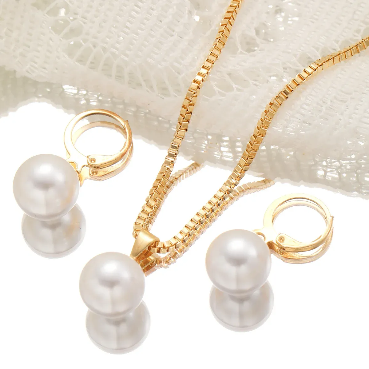 Elegant Pearl Dangle Earrings & Pendant Necklace Set for Women - Simple Dainty Jewelry for Daily Wear, Parties & Special Occasions showcase 7