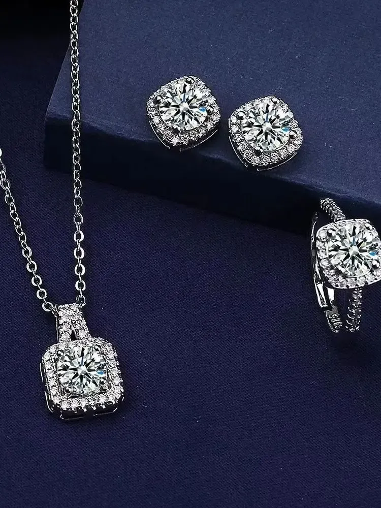 Luxury Women's 3-Piece Jewelry Set: Elegant Cubic Zirconia Necklace, Earrings & Ring - Perfect Gift for Valentine's Day, Christmas, Anniversaries showcase 3