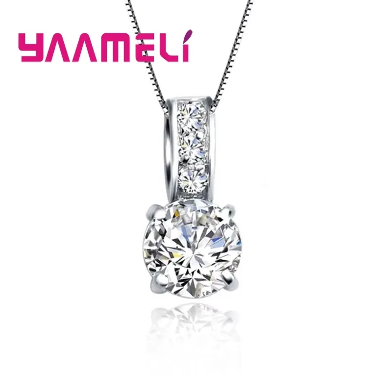 925 Sterling Silver Bridal Jewelry Set with Cubic Zircon Crystal Pendant Necklace and Stud Earrings for Women and Girls - Elegant Wedding and Party Gift showcase 4