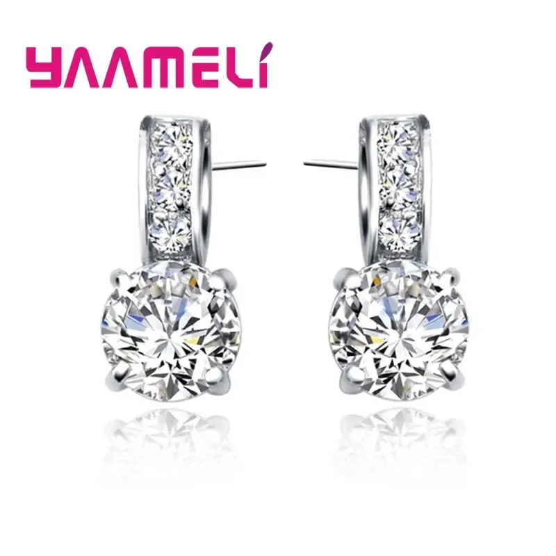 925 Sterling Silver Bridal Jewelry Set with Cubic Zircon Crystal Pendant Necklace and Stud Earrings for Women and Girls - Elegant Wedding and Party Gift thumbnail 3