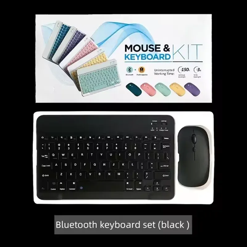 Universal Bluetooth Wireless Keyboard and Mouse Combo for Mobile Phone Tablet iPad - Ultra-Slim, Rechargeable, Portable with Stable Connection for iOS, Android, Windows, Mac OS