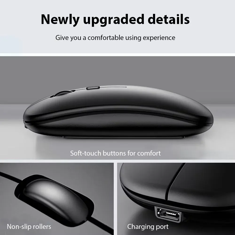 Universal Bluetooth Wireless Keyboard and Mouse Combo for Mobile Phone Tablet iPad - Ultra-Slim, Rechargeable, Portable with Stable Connection for iOS, Android, Windows, Mac OS showcase 3