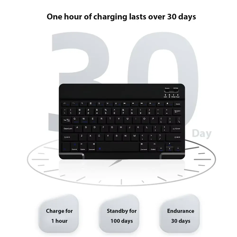 Universal Bluetooth Wireless Keyboard and Mouse Combo for Mobile Phone Tablet iPad - Ultra-Slim, Rechargeable, Portable with Stable Connection for iOS, Android, Windows, Mac OS thumbnail 4