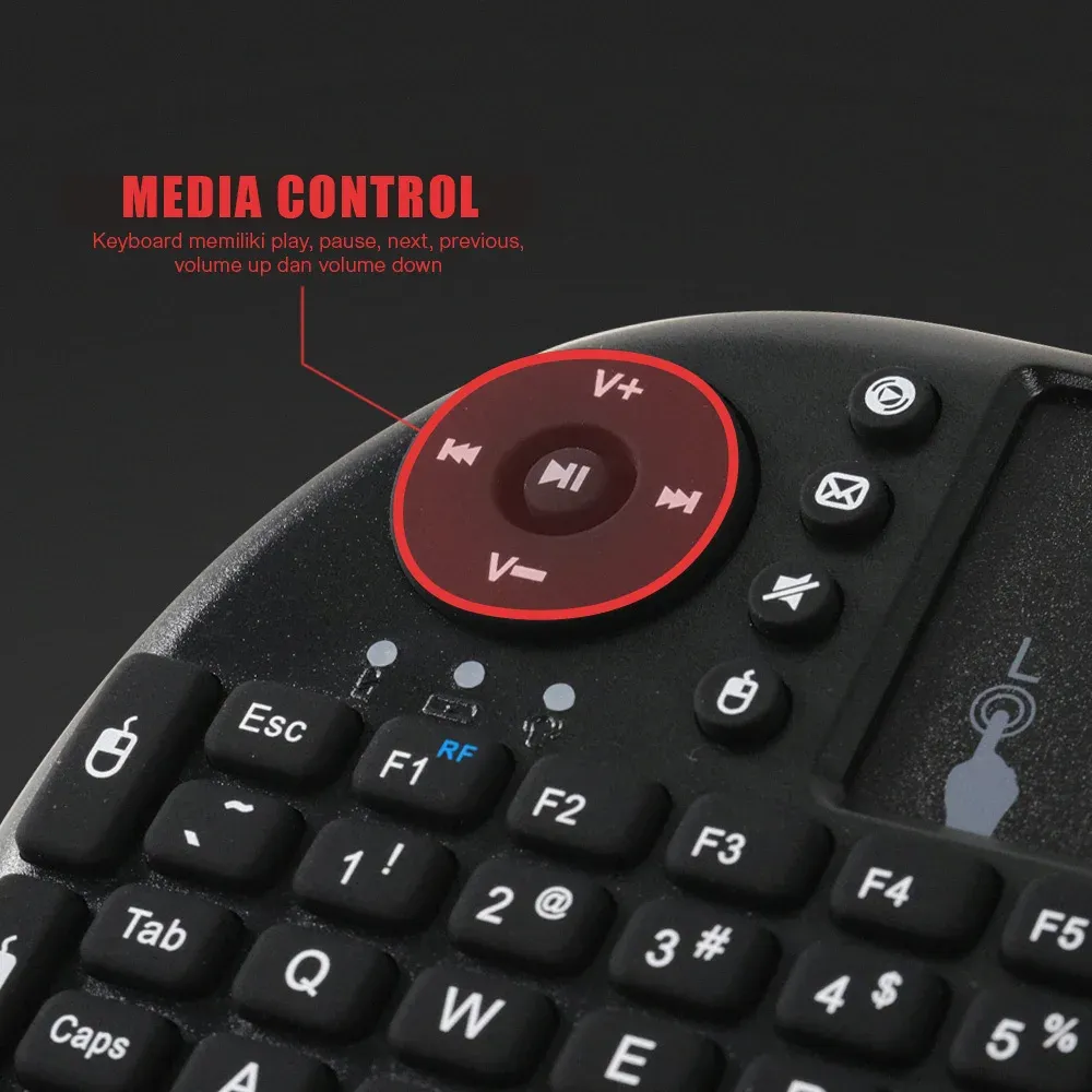 MRSVI i8 2.4G Mini Wireless Keyboard with Touchpad, Air Mouse Remote Control for Android TV Box, Smart TV, PC - Classic Black showcase 8