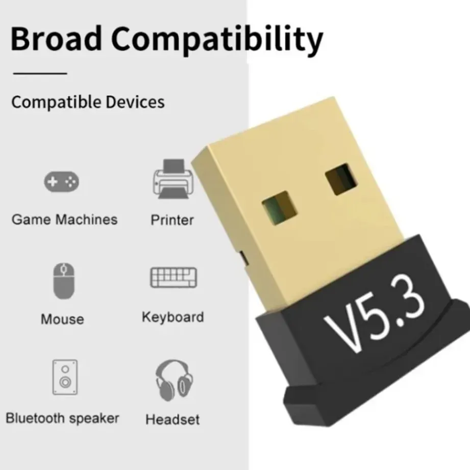 USB Bluetooth 5.3 Adapter for PC Laptop - Wireless Dongle for Mouse, Keyboard, Speakers, Printers - Plug & Play for Windows 8/10/11, Backward Compatible thumbnail 3