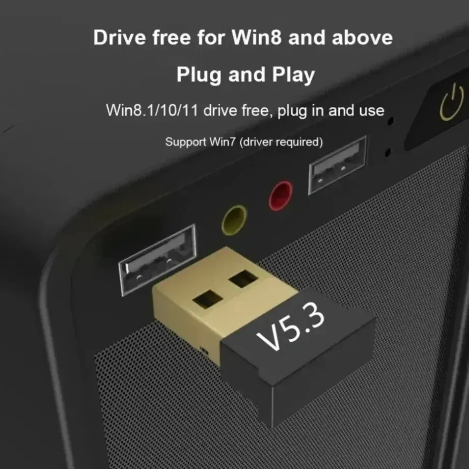 USB Bluetooth 5.3 Adapter for PC Laptop - Wireless Dongle for Mouse, Keyboard, Speakers, Printers - Plug & Play for Windows 8/10/11, Backward Compatible showcase 4