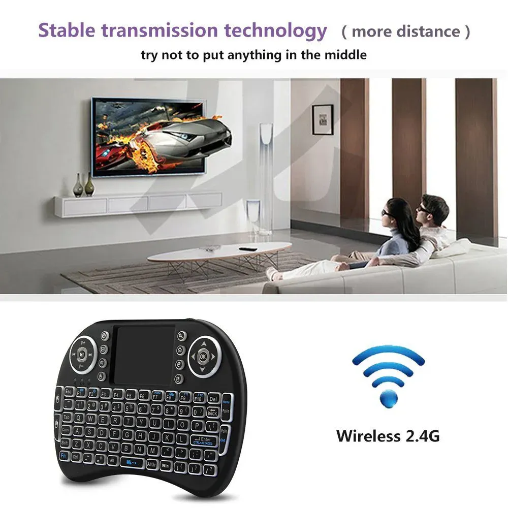 RGB Backlit Mini Wireless Keyboard with Touchpad - Spanish, French, Russian, Portuguese Layouts - Air Mouse for PC, TV Box, Android, Gaming showcase 4