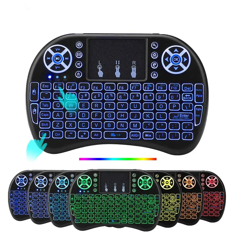 RGB Backlit Mini Wireless Keyboard with Touchpad - Spanish, French, Russian, Portuguese Layouts - Air Mouse for PC, TV Box, Android, Gaming showcase 11