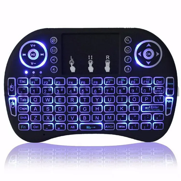 RGB Backlit Mini Wireless Keyboard with Touchpad - Spanish, French, Russian, Portuguese Layouts - Air Mouse for PC, TV Box, Android, Gaming showcase 16