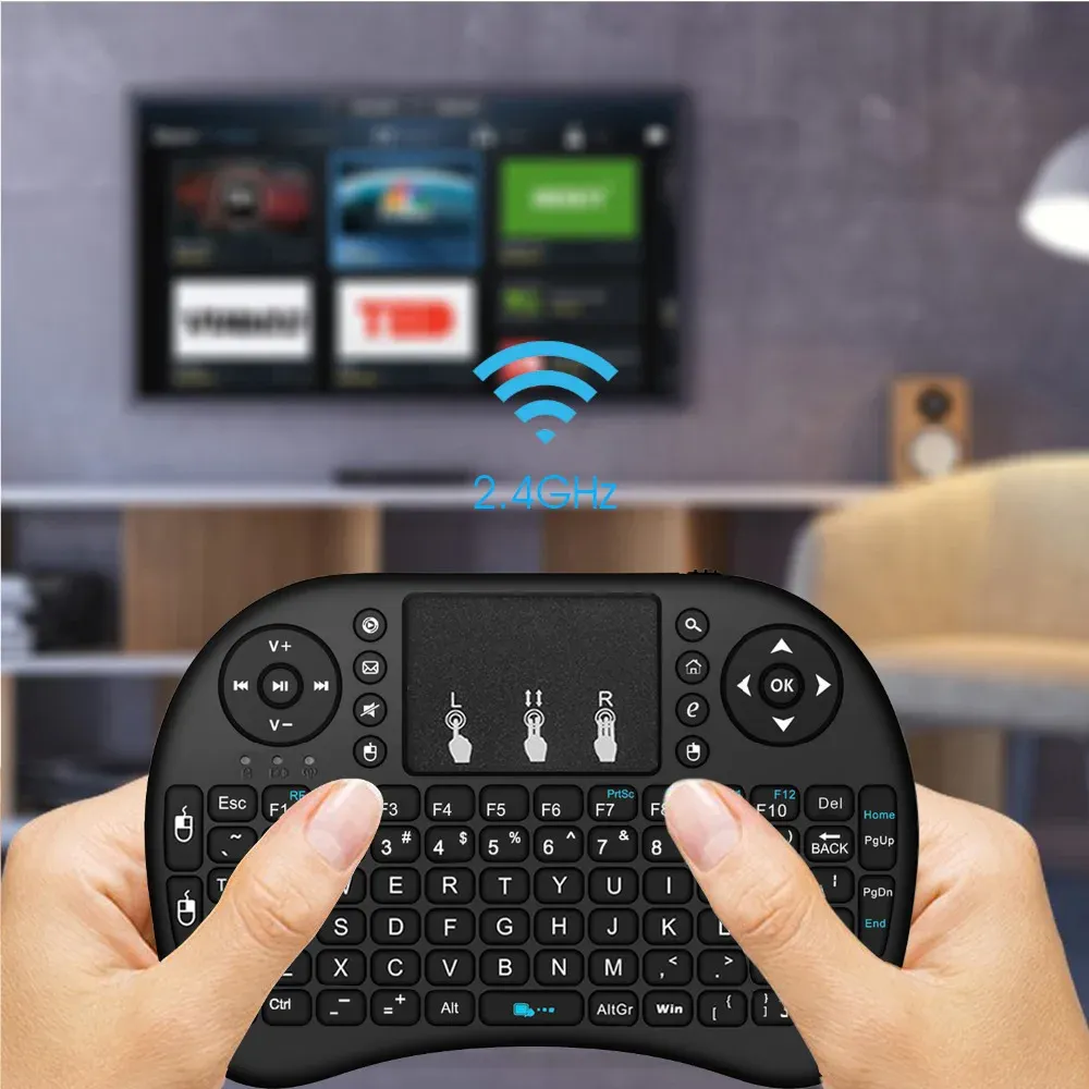 RGB Backlit Mini Wireless Keyboard with Touchpad - Spanish, French, Russian, Portuguese Layouts - Air Mouse for PC, TV Box, Android, Gaming showcase 13