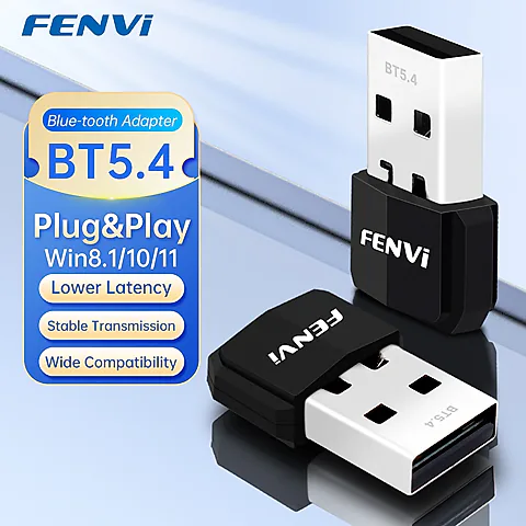 FENVI USB Bluetooth 5.4 Dongle Adapter - Wireless Transmitter Receiver for PC, Laptop, Keyboard, Mouse, Headphones, Speakers - Plug and Play for Windows 8.1/10/11, 20m Range