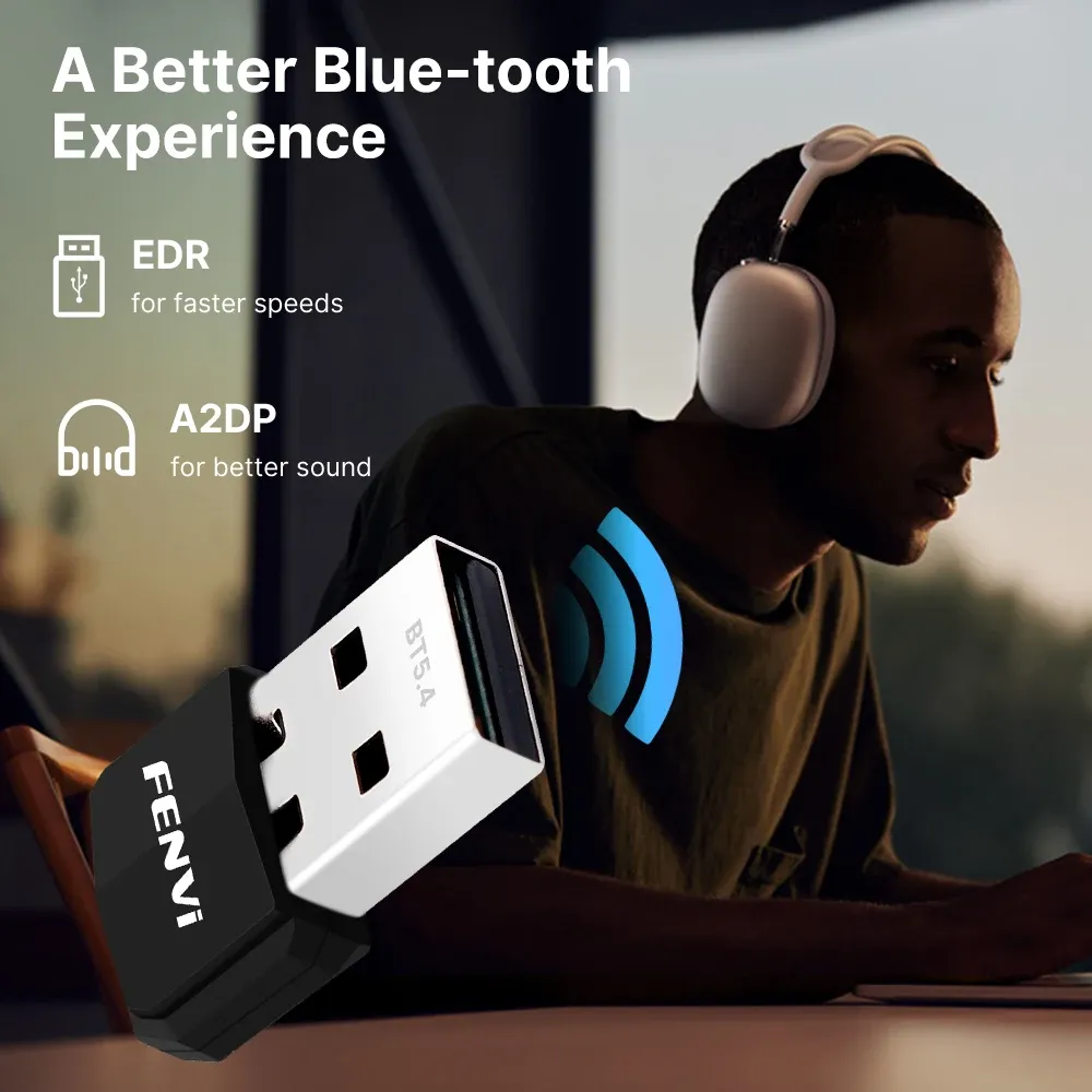FENVI USB Bluetooth 5.4 Dongle Adapter - Wireless Transmitter Receiver for PC, Laptop, Keyboard, Mouse, Headphones, Speakers - Plug and Play for Windows 8.1/10/11, 20m Range thumbnail 3