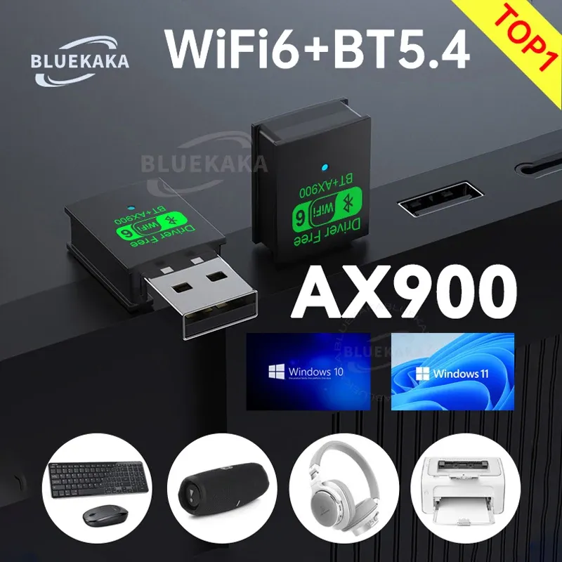 900Mbps USB Bluetooth 5.4 Adapter & WiFi 6 Dongle for PC/Laptop - Wireless Audio Receiver Transmitter, Driver-Free for Keyboard & Mouse thumbnail 1