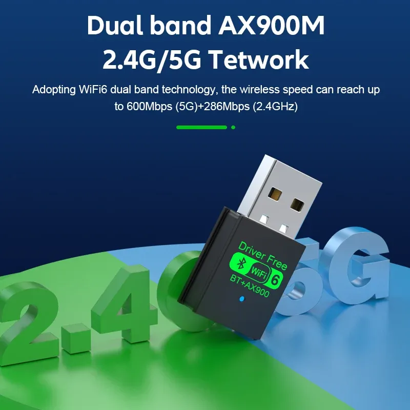 900Mbps USB Bluetooth 5.4 Adapter & WiFi 6 Dongle for PC/Laptop - Wireless Audio Receiver Transmitter, Driver-Free for Keyboard & Mouse thumbnail 4