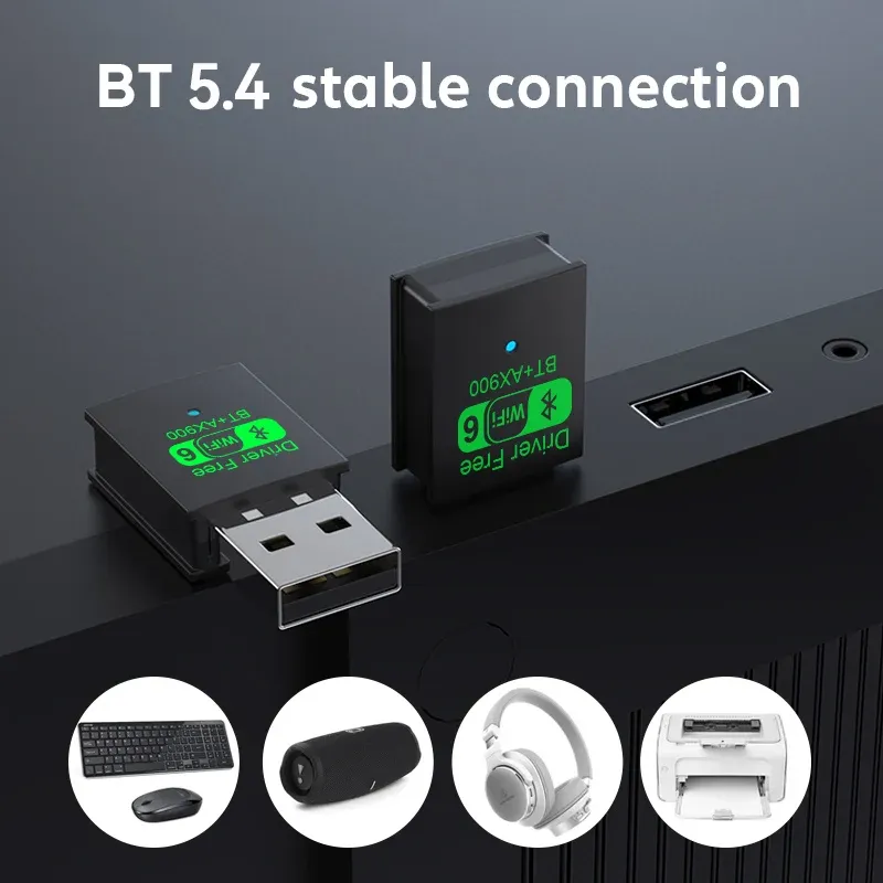 900Mbps USB Bluetooth 5.4 Adapter & WiFi 6 Dongle for PC/Laptop - Wireless Audio Receiver Transmitter, Driver-Free for Keyboard & Mouse thumbnail 3