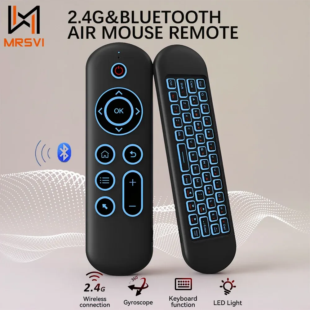 MRSVI M5 Wireless Air Mouse Remote with Backlit Gyroscope Keyboard, 7 Color Options, 2.4G & Bluetooth for Android TV Box, PC, Smart TV, HTPC
