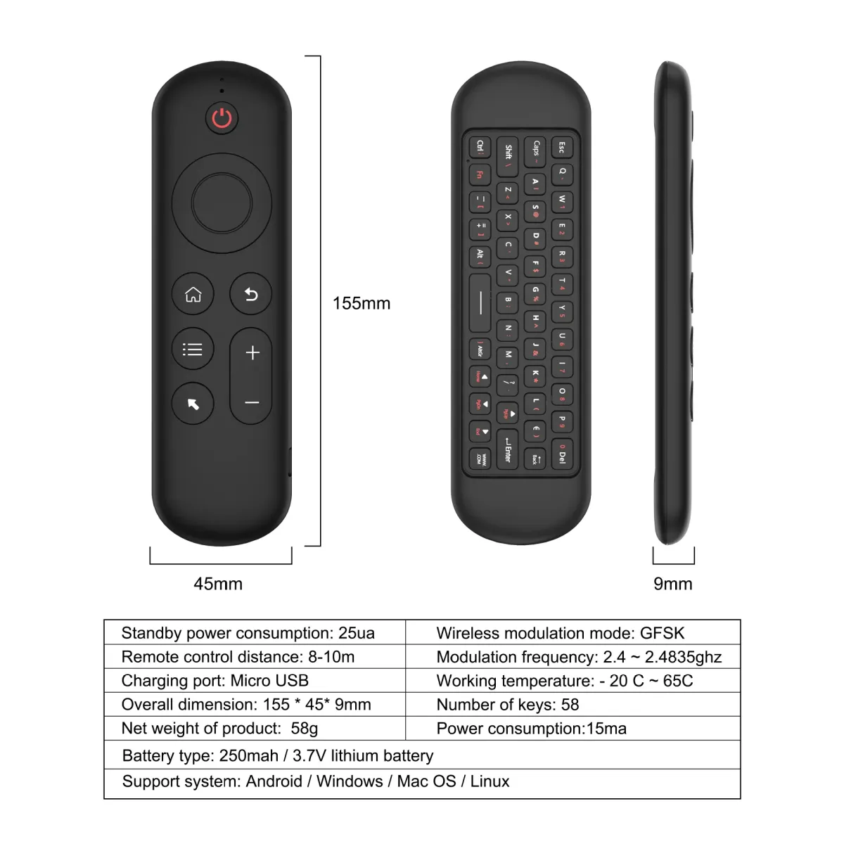 MRSVI M5 Wireless Air Mouse Remote with Backlit Gyroscope Keyboard, 7 Color Options, 2.4G & Bluetooth for Android TV Box, PC, Smart TV, HTPC showcase 5