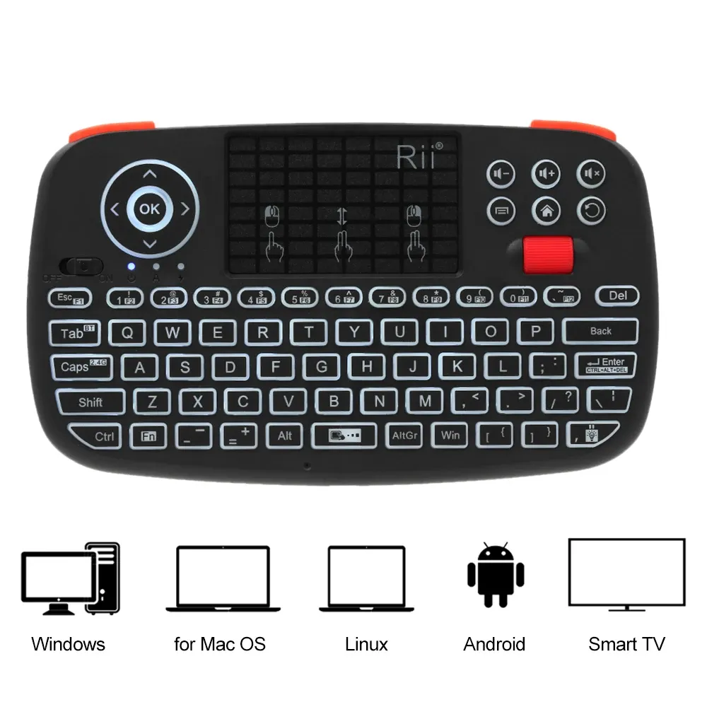 Rii i4 Mini Wireless Keyboard with Touchpad, Dual Mode BT 2.4GHz Backlit Mouse Remote Control for Windows Android Smart TV PC Laptop Mac thumbnail 4