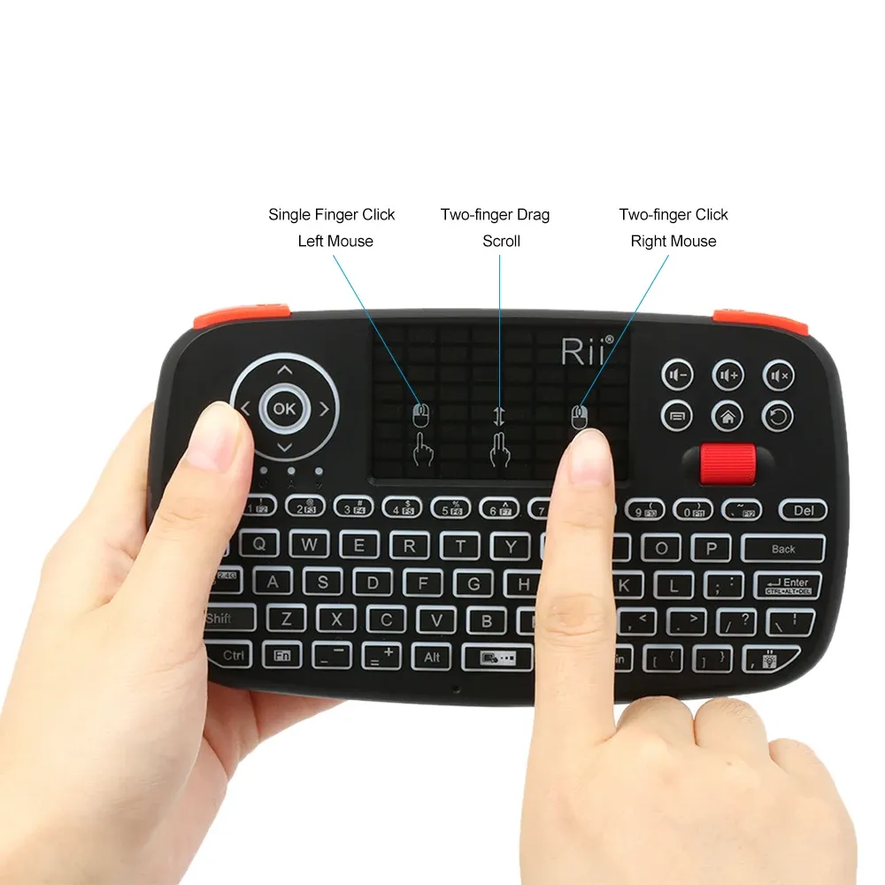 Rii i4 Mini Wireless Keyboard with Touchpad, Dual Mode BT 2.4GHz Backlit Mouse Remote Control for Windows Android Smart TV PC Laptop Mac thumbnail 5