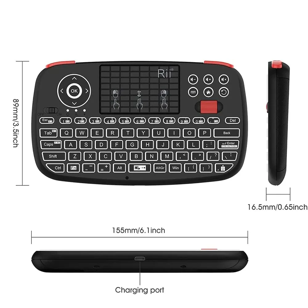 Rii i4 Mini Wireless Keyboard with Touchpad, Dual Mode BT 2.4GHz Backlit Mouse Remote Control for Windows Android Smart TV PC Laptop Mac showcase 7