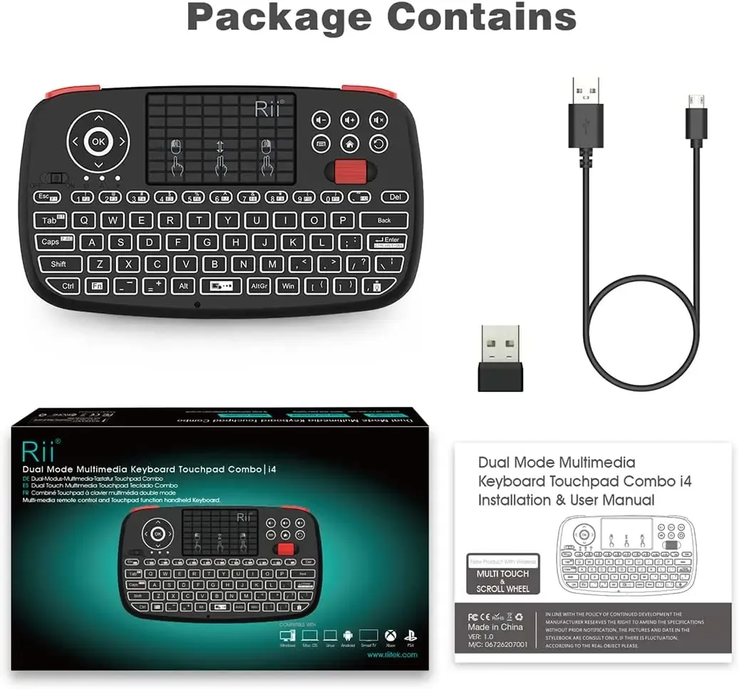 Rii i4 Mini Wireless Keyboard with Touchpad, Dual Mode BT 2.4GHz Backlit Mouse Remote Control for Windows Android Smart TV PC Laptop Mac showcase 9
