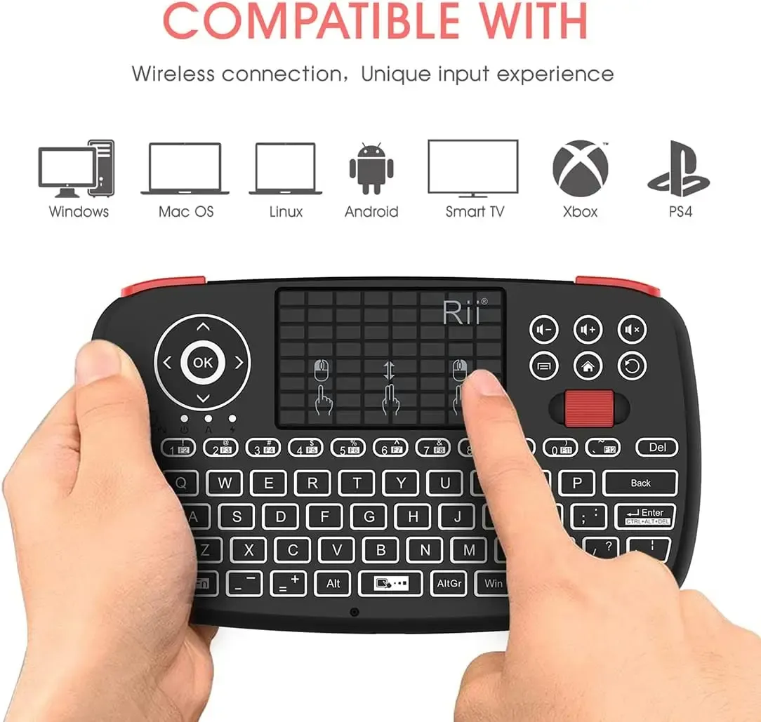 Rii i4 Mini Wireless Keyboard with Touchpad, Dual Mode BT 2.4GHz Backlit Mouse Remote Control for Windows Android Smart TV PC Laptop Mac showcase 1