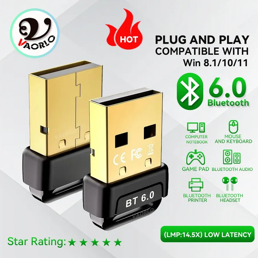 USB Bluetooth 5.4 Adapter Dongle for PC Windows 11/10/8.1 - Wireless Receiver Transmitter for Keyboard, Mouse, Speakers, and More