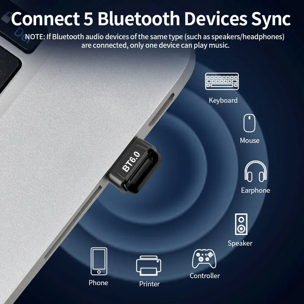 USB Bluetooth 5.4 Adapter Dongle for PC Windows 11/10/8.1 - Wireless Receiver Transmitter for Keyboard, Mouse, Speakers, and More thumbnail 4