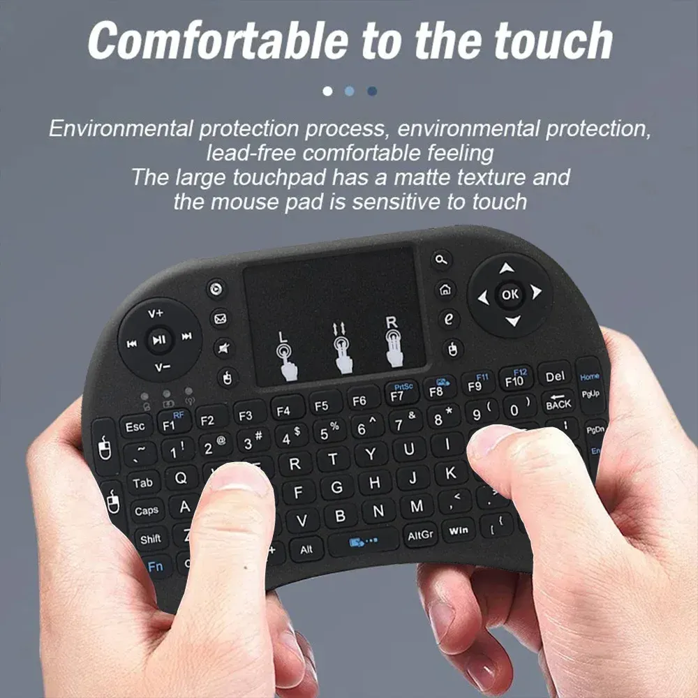 MRSVI 2.4G Mini Wireless Keyboard with Touchpad, Air Mouse Remote Control for Android TV Box, Smart TV, PC - Classic Black, 10m Range, Ergonomic Design thumbnail 5
