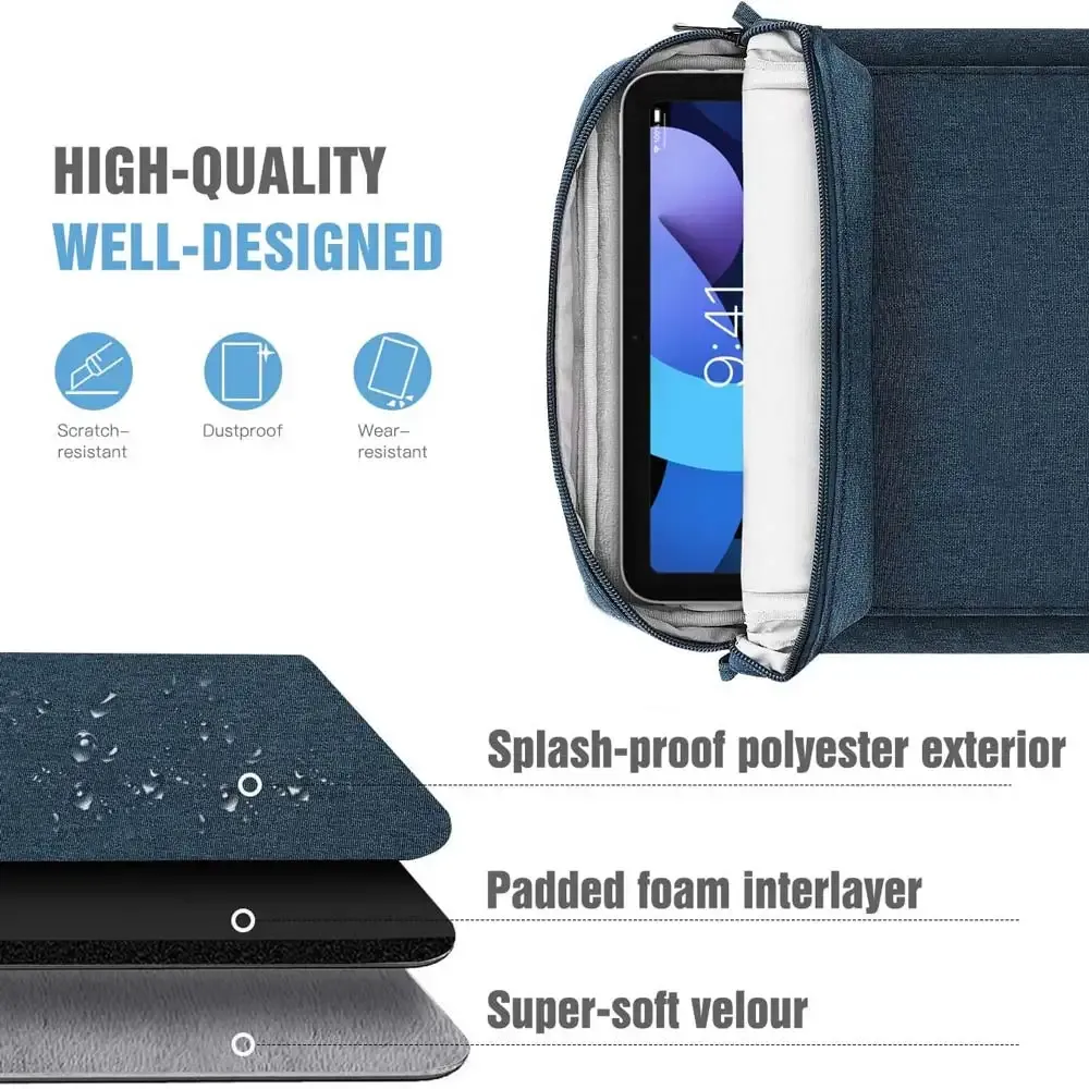 Universal 9-13 Inch Tablet Sleeve Bag Pouch for iPad Pro 11/12.9, Air 5/4, Mini 6, Samsung Galaxy Tab S8/S7 FE, Surface Go - Protective Carrying Case showcase 5