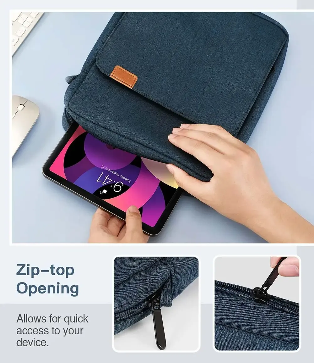 Universal 9-13 Inch Tablet Sleeve Bag Pouch for iPad Pro 11/12.9, Air 5/4, Mini 6, Samsung Galaxy Tab S8/S7 FE, Surface Go - Protective Carrying Case showcase 8