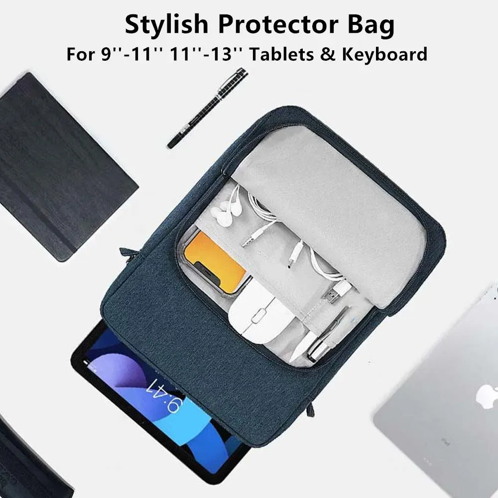 Universal 9-13 Inch Tablet Sleeve Bag Pouch for iPad Pro 11/12.9, Air 5/4, Mini 6, Samsung Galaxy Tab S8/S7 FE, Surface Go - Protective Carrying Case showcase 2