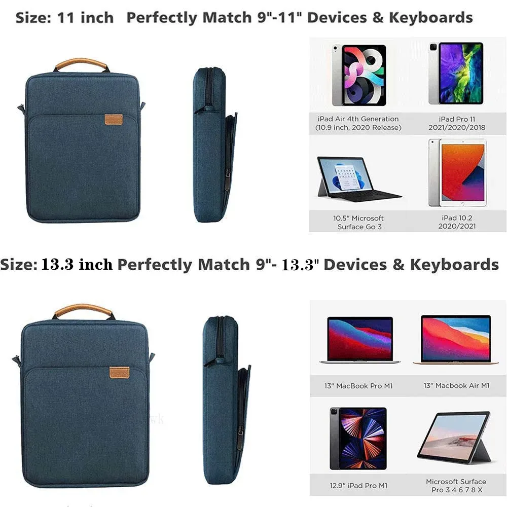 Universal 9-13 Inch Tablet Sleeve Bag Pouch for iPad Pro 11/12.9, Air 5/4, Mini 6, Samsung Galaxy Tab S8/S7 FE, Surface Go - Protective Carrying Case showcase 3