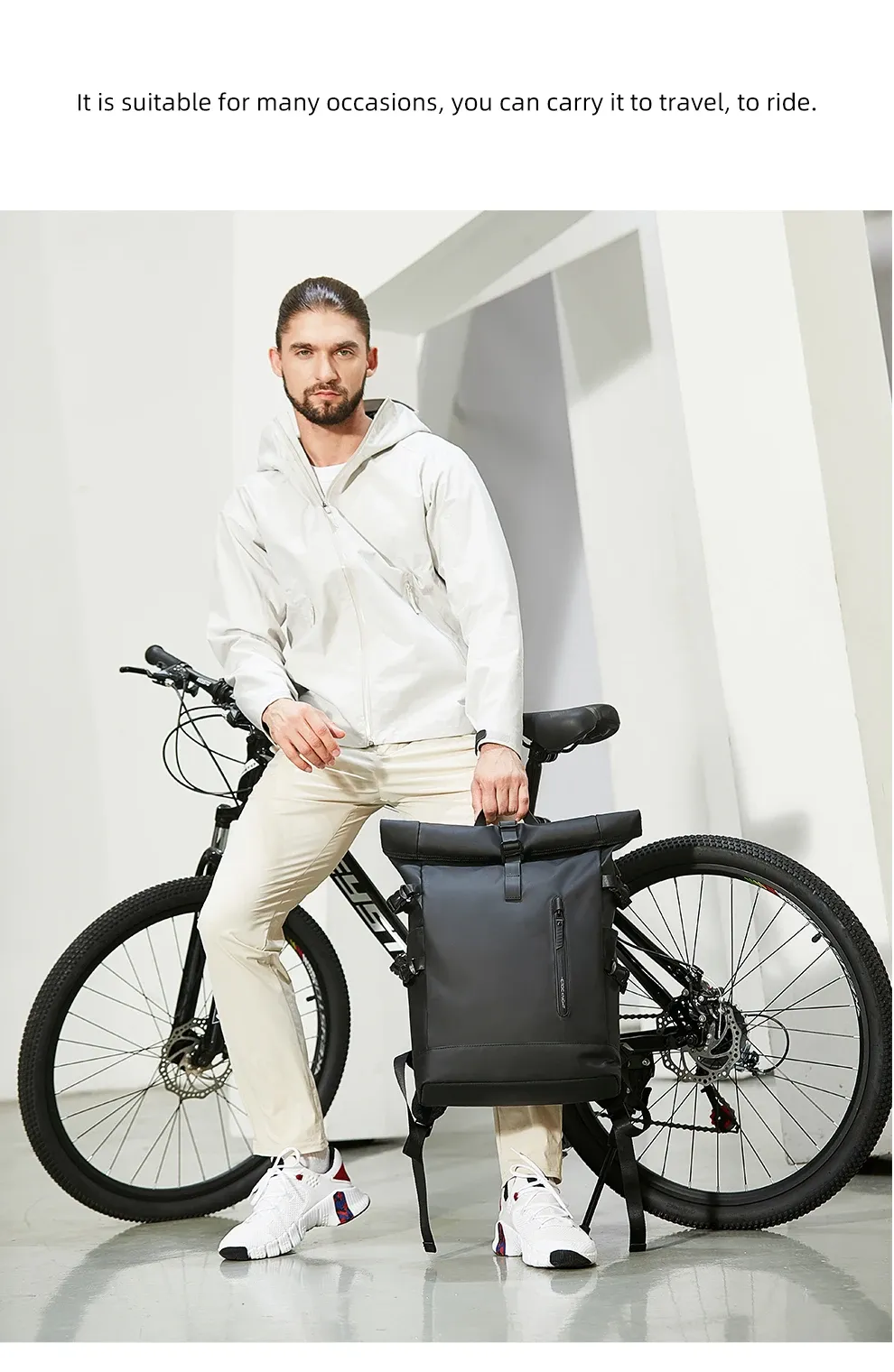 HK Expandable Travel Backpack for Men, Large Capacity Waterproof 15.6" Laptop Bag, Versatile Hiking Rucksack with USB Charging Port, Ideal for Cycling and Daily Use showcase 11