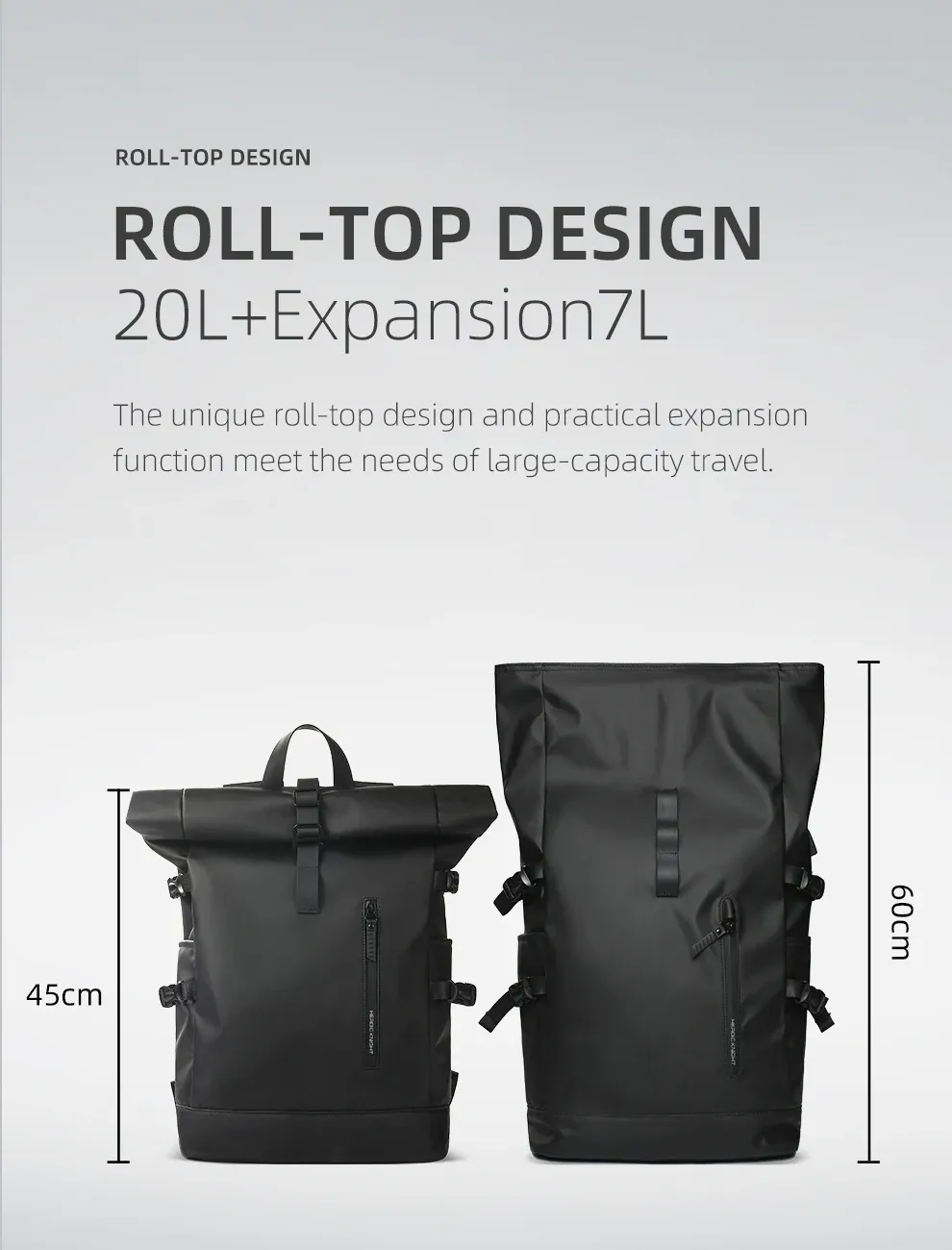 HK Expandable Travel Backpack for Men, Large Capacity Waterproof 15.6" Laptop Bag, Versatile Hiking Rucksack with USB Charging Port, Ideal for Cycling and Daily Use showcase 9