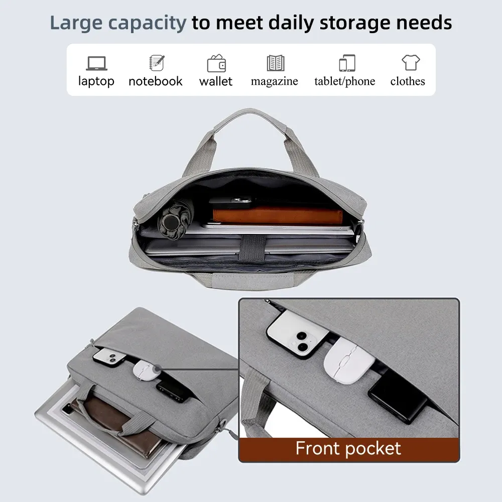 14-15.6 Inch Waterproof Laptop Sleeve Bag for MacBook Air Pro, Portable Notebook Case, Travel Carrying Handbag for Tablets and Computers thumbnail 4