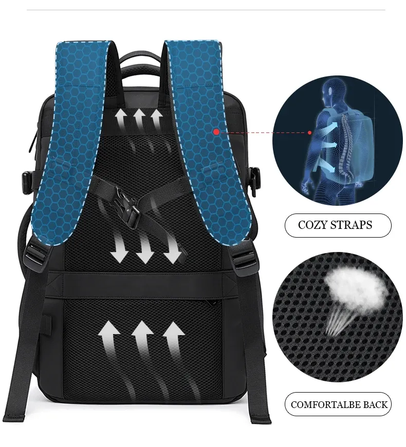 BANGE Expandable Waterproof Laptop Backpack for Men, Large Capacity 17.3-inch Travel Hiking Bag, Durable & Stylish Business School Backpack showcase 11