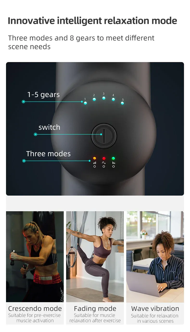 Professional Deep Tissue Percussion Massage Gun for Muscle Relaxation, Smart Electric Fascia Gun with 7.4V Battery, Ideal for Fitness Recovery and Body Massage showcase 3