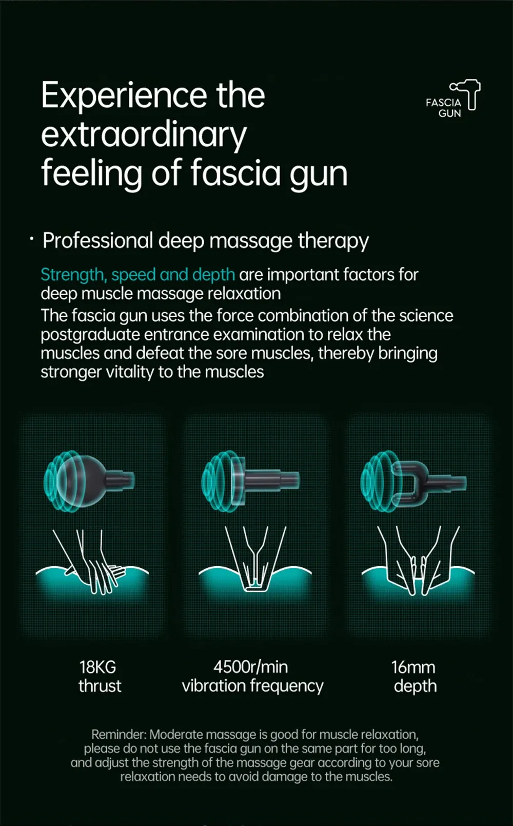 Professional Muscle Massage Gun for Deep Tissue Relief - 80mm Powerful Motor, 16mm Deep Massage, 4 Heads, Smart AI Chip for Fitness & Recovery showcase 8
