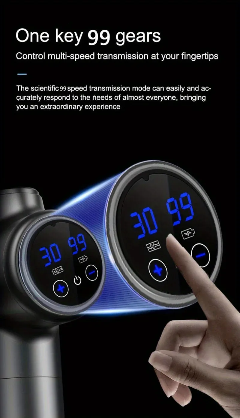 Portable Deep Tissue Fascia Massage Gun for Muscle Relaxation, Fitness Slimming, Neck & Back Relief - Rechargeable with LED Touchscreen & 4 Heads showcase 4
