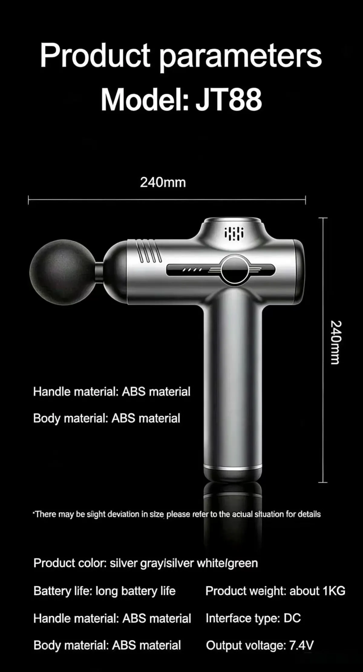 Portable Deep Tissue Fascia Massage Gun for Muscle Relaxation, Fitness Slimming, Neck & Back Relief - Rechargeable with LED Touchscreen & 4 Heads showcase 8