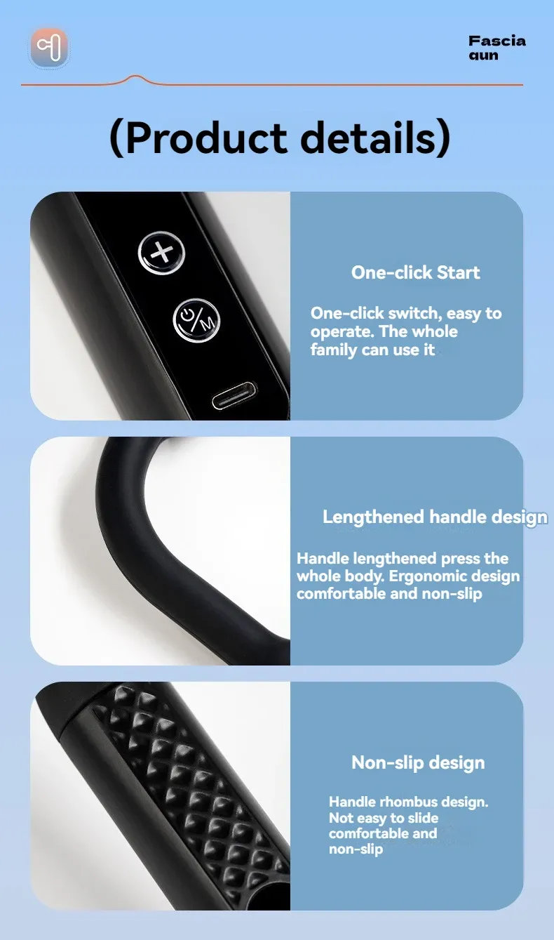 2025 New Smart Mini Fascia Gun Massager - Portable Electric Percussion Muscle Stimulator for Deep Tissue Relief, 9 Modes, USB Rechargeable, Ideal for Home & Christmas Gift showcase 11