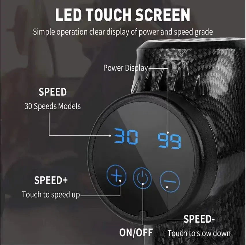 Phoenix A2 Deep Tissue Massage Gun for Muscle Relaxation, Pain Relief, and Dynamic Therapy - Includes 4 Heads, 20 Speed Settings, 2500mAh Battery, 1kg Lightweight Design showcase 18