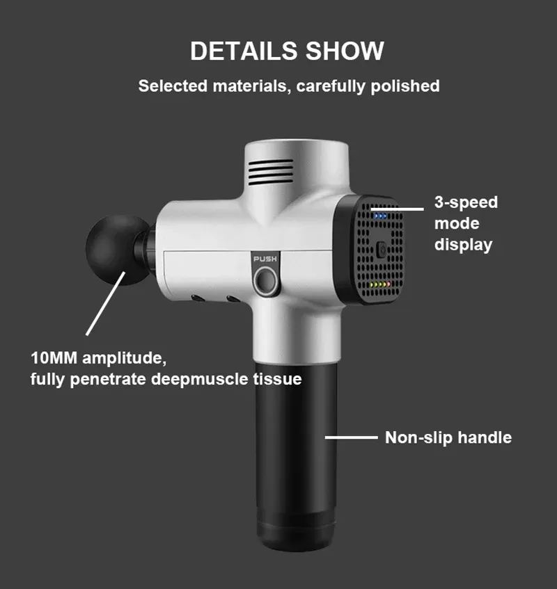 Phoenix A2 Deep Tissue Massage Gun for Muscle Relaxation, Pain Relief, and Dynamic Therapy - Includes 4 Heads, 20 Speed Settings, 2500mAh Battery, 1kg Lightweight Design thumbnail 3