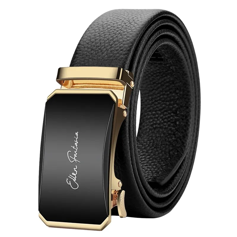 OYIFAN Men's Genuine Leather Ratchet Belt - Automatic Sliding Buckle, Durable & Stylish for Casual & Formal Wear, Adjustable Length Up to 51.2 Inches showcase 15