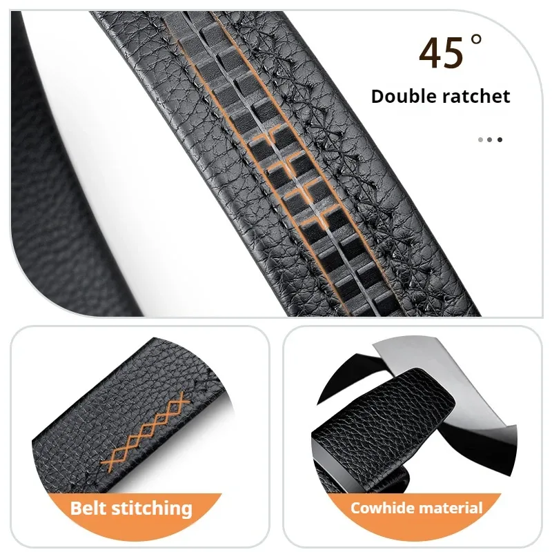 OYIFAN Men's Genuine Leather Ratchet Belt - Automatic Sliding Buckle, Durable & Stylish for Casual & Formal Wear, Adjustable Length Up to 51.2 Inches showcase 27