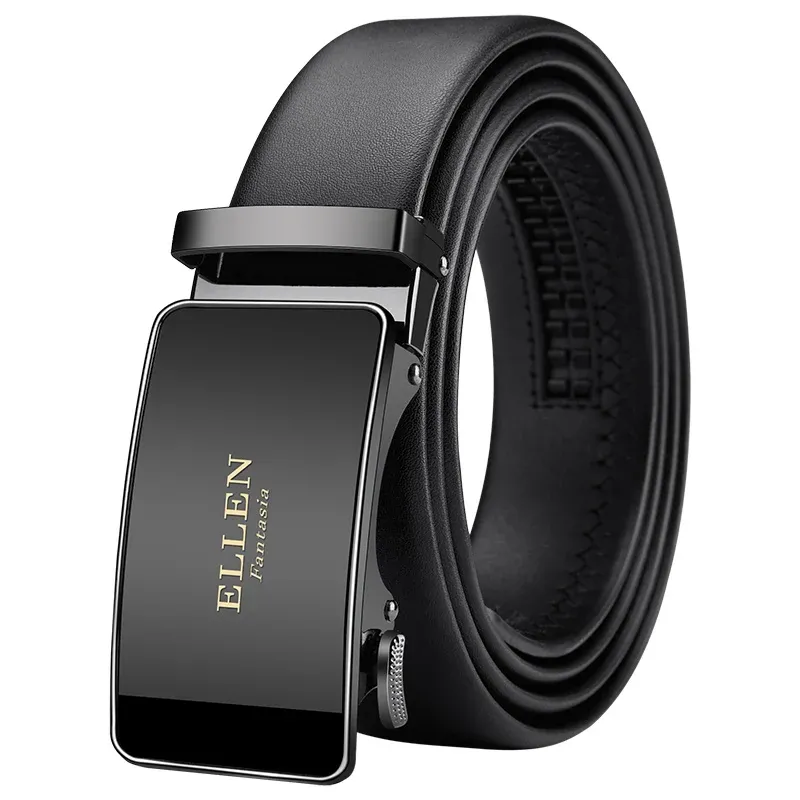 OYIFAN Men's Genuine Leather Ratchet Belt - Automatic Sliding Buckle, Durable & Stylish for Casual & Formal Wear, Adjustable Length Up to 51.2 Inches showcase 5