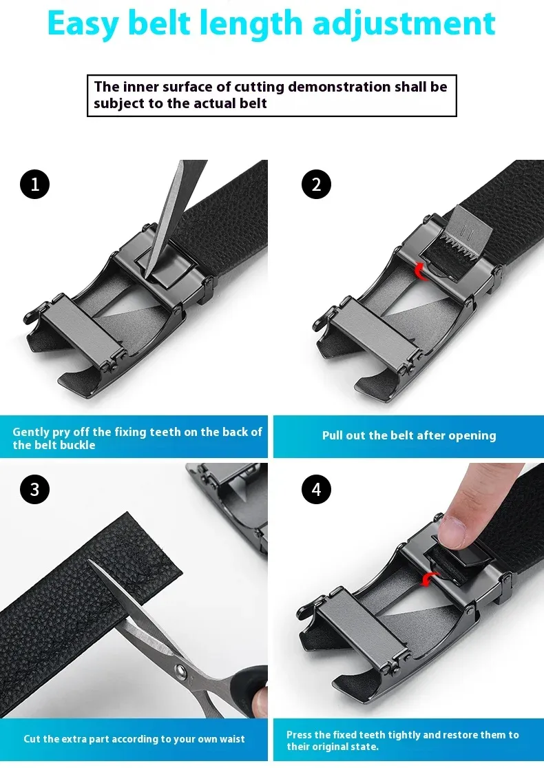 OYIFAN Men's Genuine Leather Ratchet Belt - Automatic Sliding Buckle, Durable & Stylish for Casual & Formal Wear, Adjustable Length Up to 51.2 Inches showcase 29