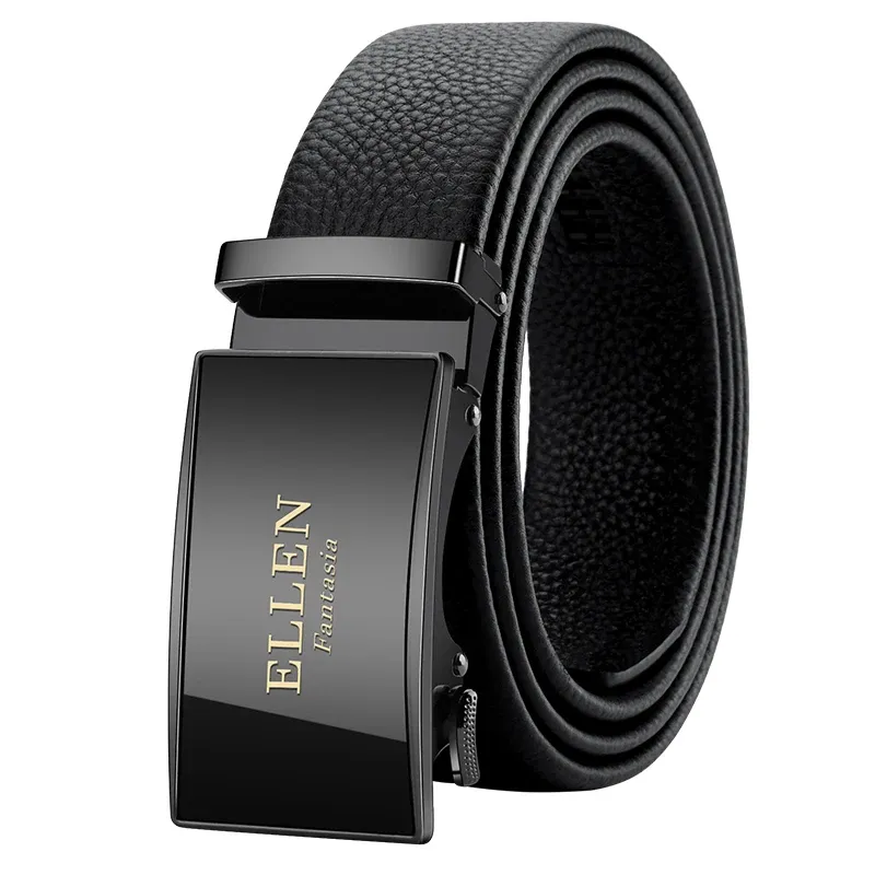 OYIFAN Men's Genuine Leather Ratchet Belt - Automatic Sliding Buckle, Durable & Stylish for Casual & Formal Wear, Adjustable Length Up to 51.2 Inches showcase 17