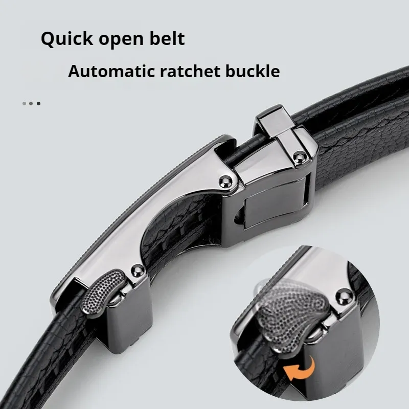OYIFAN Men's Genuine Leather Ratchet Belt - Automatic Sliding Buckle, Durable & Stylish for Casual & Formal Wear, Adjustable Length Up to 51.2 Inches showcase 25
